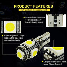 Carica l&#39;immagine nel visualizzatore di Gallery, Safego 10 x LAMPADINE T10 W5W LED 194 168 cuneo Tipo 5 SMD 10xCanbus 5SMD