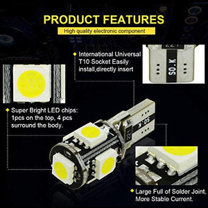 Safego 10 x LAMPADINE T10 W5W LED 194 168 cuneo Tipo 5 SMD 10xCanbus 5SMD