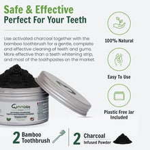 Carica l&#39;immagine nel visualizzatore di Gallery, Carbone Attivo Sbiancante Denti Professionale 100g Dentifricio Carbone Vegetale Sbiancamento Pulizia Denti Polvere Sbiancante Teeth Whitening 2 Spazzolino Bamboo
