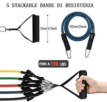 Carica l&#39;immagine nel visualizzatore di Gallery, OMORC Set di Fasce Resistenza - 5 Bande Elastiche in Lattice con...
