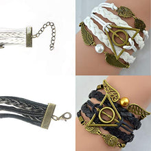 Carica l&#39;immagine nel visualizzatore di Gallery, YouU 3 Pezzi Bracciale I doni della morte, boccino e Gufi Harry Potter,Nero... - Ilgrandebazar