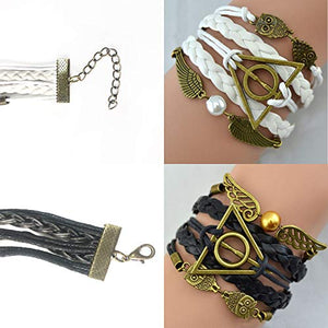 YouU 3 Pezzi Bracciale I doni della morte, boccino e Gufi Harry Potter,Nero... - Ilgrandebazar