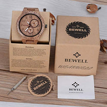 Carica l&#39;immagine nel visualizzatore di Gallery, BEWELL Orologio Uomo Legno Analogico Al quarzo con Cinturino in Nero - Ilgrandebazar