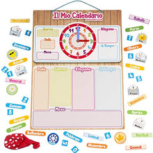 Carica l&#39;immagine nel visualizzatore di Gallery, CALENDARIO OROLOGIO magnetico per bambini, Gioco educativo Data Tempo e Ora...