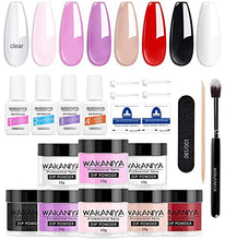 Carica l'immagine nel visualizzatore di Gallery, Set di unghie per Dipping Powder 8 colori Clear White Dip Powder Nail Kit Starter con Top Base Coat Activator &amp; Manicure Tools, Dip Polvere Unghie Kit per French DIY Home Nail System