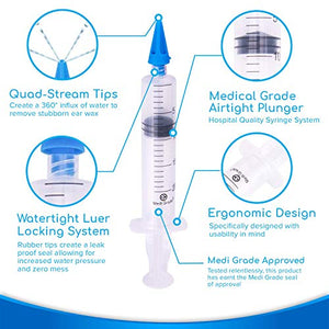 Medi Grade Kit Siringa Pulisci Orecchie – per Tappi con 3... - Ilgrandebazar