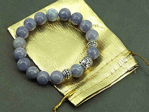 Zen braccialetto etnico Thurcolas con perle di quarzo blu e perline Buddha... - Ilgrandebazar