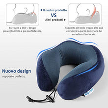 Carica l'immagine nel visualizzatore di Gallery, Glymnis Cuscino da Viaggio Memory Foam Collo Lavabile Blu