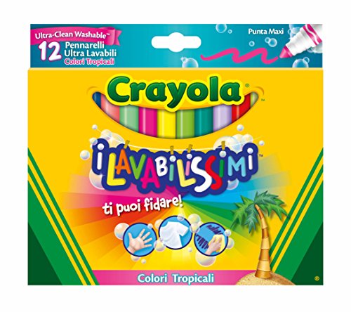 CRAYOLA-I Lavabilissimi Pennarelli Ultra-Lavabili, Punta Maxi, Colori... - Ilgrandebazar