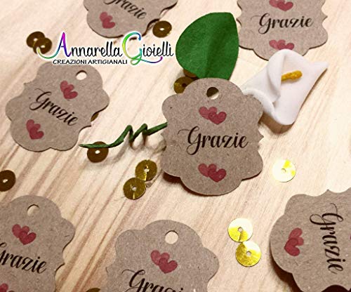 50 pezzi Cartellini kraft Stampati per bomboniera, 27x30 millimetri,... - Ilgrandebazar