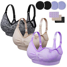 Carica l'immagine nel visualizzatore di Gallery, Rovtop 3Pack Reggiseno Allattamento,Allattamento Senza Ferretto,con L