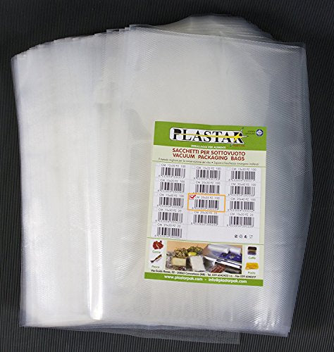 Plastar Pak - 100 Buste 25x35 per Sottovuoto Goffrate 105 Micron Sacchetti...