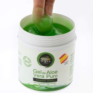 Gel idratante 100% naturale di Aloe Vera 500 ml per pelli 500ml., verde