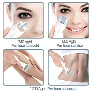 Jolizz Dermaroller - Strumento per Microdermabrasione con 4 Testine 0.25mm... - Ilgrandebazar