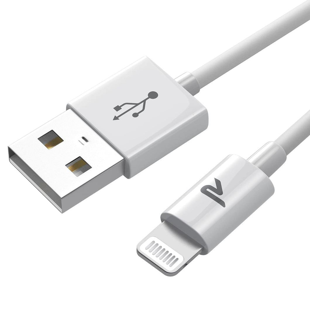 RAMPOW Cavo iPhone, Cavo iPhone USB [Certificato Apple MFi C89], Cavo Lightning, Cavo Caricatore iphone Carica Rapida Compatibile per iPhone 14/13/12/11/Pro Max/X/XS/XS Max/XR, iPad - Bianco/1M