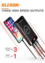 Carica l&#39;immagine nel visualizzatore di Gallery, RLERON Power Bank 25000mAh Wireless, Caricabatterie Portatile con 2 Rosso - Ilgrandebazar