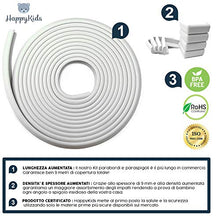 Carica l'immagine nel visualizzatore di Gallery, HAPPYKIDS Paraspigoli Bambini 9 METRI TOTALI Kit Parabordi + Bianco Avorio XL