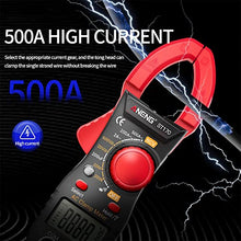 Carica l'immagine nel visualizzatore di Gallery, Pinza Amperometrica,Amperometro di Corrente DC/AC: 500A/600V A,Intervallo Automatico di Conteggi True-RMS 2000, Con funzione di rilevamento della parete divisoria NCV(Corrente DC/AC)