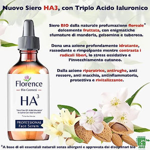 60ml. Bio Siero Viso con Acido Ialuronico Puro a 3 pesi Molecolari, Vitamina C e Noti Agenti Antirughe e Antietà. Biologico,Vegano,Idratante e Illuminante. Ideale anche Come Crema Contorno Occhi