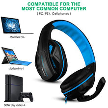Carica l&#39;immagine nel visualizzatore di Gallery, Gaming Headset,DLAND 3.5mm hanno fissato PC stereo di gioco fascia Nero e blu