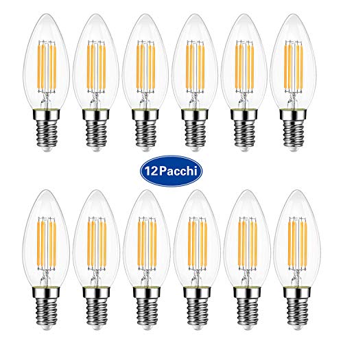 EXTRASTAR Filamento LED E14, 4W Equivalenti a 35W, C35 E14 3000K-12 Pezzi - Ilgrandebazar