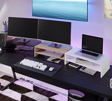 Carica l'immagine nel visualizzatore di Gallery, ComfortCove Supporto per monitor, supporto per monitor per computer a 2 livelli, supporto per laptop, supporto per computer, supporto per stampante con ripiano, ideale per il tuo ufficio a casa Bianco