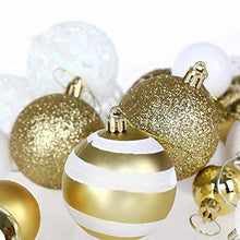 Carica l'immagine nel visualizzatore di Gallery, Bakaji Confezione 100 Palline Di Natale Diametro 3/4/6 cm Addobbi e Decorazioni Per Albero Di Natale (Bianco Oro)
