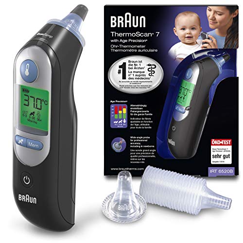 Braun ThermoScan 7 Termometro Auricolare con Age Precision, Nero - Ilgrandebazar