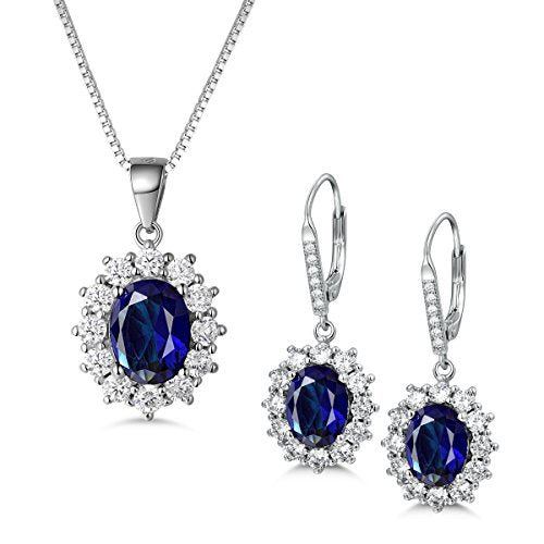 MASOP, orecchini pendenti con zaffiro blu, in argento Earrings+Necklace - Ilgrandebazar