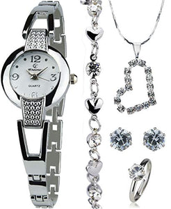 Cofanetto Orologio Donna - Parure di gioielli- Collana-Anello- Orecchini - Ilgrandebazar