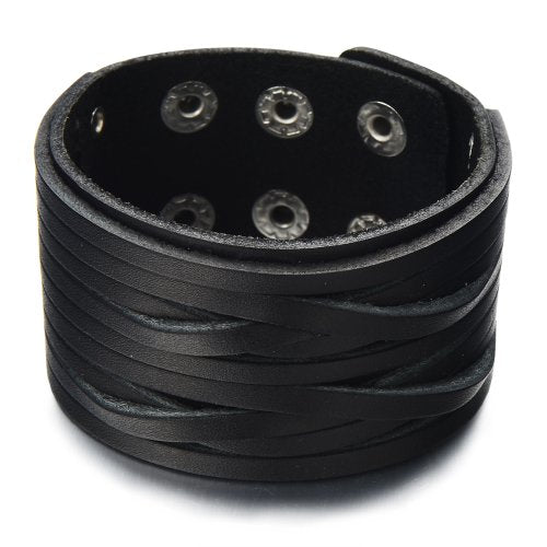 COOLSTEELANDBEYOND Multi-strand, Uomo Braccialetto di Cuoio, Cuoio Fascia di... - Ilgrandebazar