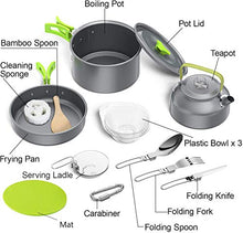 Carica l&#39;immagine nel visualizzatore di Gallery, Set Pentole da Campeggio,2-3 Persone Stoviglie Campeggio,Portatile...