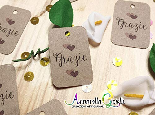 50 pezzi Cartellini Stampati per bomboniera, kraft, 36x24 millimetri, tag... - Ilgrandebazar