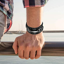 Carica l&#39;immagine nel visualizzatore di Gallery, Cupimatch Uomo Braccialetto Bracciale Pelle Intrecciato Regolabile Nero - Ilgrandebazar