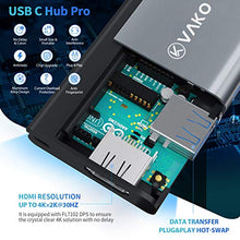 Carica l&#39;immagine nel visualizzatore di Gallery, VaKo Hub USB C 4K Adattatore HDMI 7 Porte con 3 3.0, Lettore di...