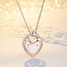 Carica l&#39;immagine nel visualizzatore di Gallery, MEGACHIC Collana da Donna Madre Bambino in Oro Rosa con Bianco Opale Cuore - Ilgrandebazar
