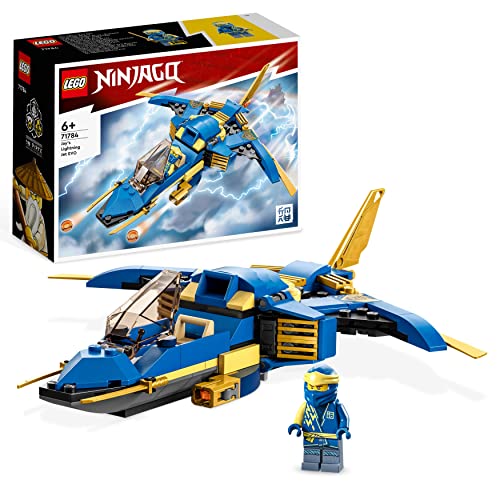LEGO 71784 NINJAGO Jet-Fulmine di Jay - EVOLUTION, Set Aereo Giocattolo Potenziabile, Aeroplano da Costruire, Idea Regalo di Compleanno per Bambini e Bambine