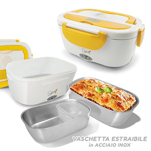 SPICE Amarillo inox Scaldavivande portatile Lunch Box con vaschetta 1,5 L - Ilgrandebazar