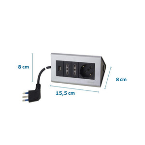 Poly Pool PP2594.2 Ciabatta Multipresa da Scrivania con 2 Prese Nero - Ilgrandebazar