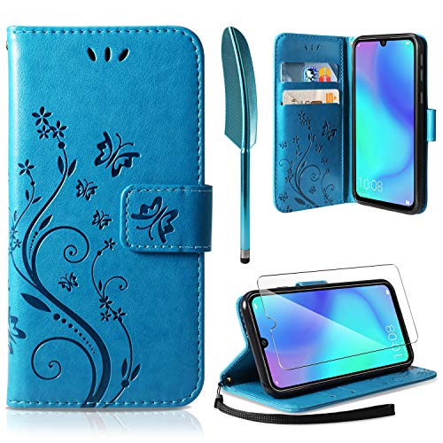 AROYI Cover Huawei P30 Lite, Retro Design Flip Caso in PU Pelle Premium Bleu - Ilgrandebazar