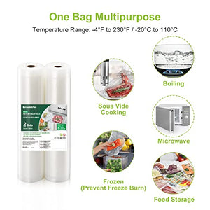 Bonsenkitchen Sacchetti per Sottovuoto, 2 rotoli 28 x 600 cm (totale 12 m) Sacchi commerciali per conservazione alimenti e cottura Sous Vide