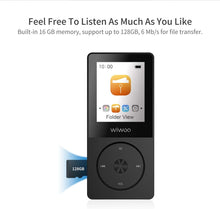 Carica l&#39;immagine nel visualizzatore di Gallery, Lettore MP3 16GB, MP3 Music Player Portatile con Radio FM Registratore per Correre,Audio PlayerDigitale Lossless con Cuffie Espandibile fino a 128 GB Nero E8-Black