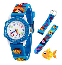 Carica l'immagine nel visualizzatore di Gallery, Orologio analogico da polso per bambine, bambini sport impermeabile Blue Fish - Ilgrandebazar