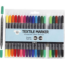 Carica l'immagine nel visualizzatore di Gallery, Pennarelli da tessuto, 20 colori assortiti, dunta doppia