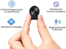 Carica l&#39;immagine nel visualizzatore di Gallery, Registratore Vocale, Mini Registratore Vocale Spia da 16GB con Attivazione Vocale-Durata Batteria di 19 giorni, Registratore impermeabile, un Pulsante per Registrare/Salvare, Ricaricabile
