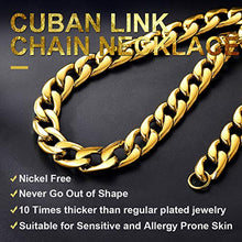 Carica l&#39;immagine nel visualizzatore di Gallery, ChainsHouse Hip Hop Curb Ragazzi Collana Catena a maglie cubane in Oro(15mm) - Ilgrandebazar