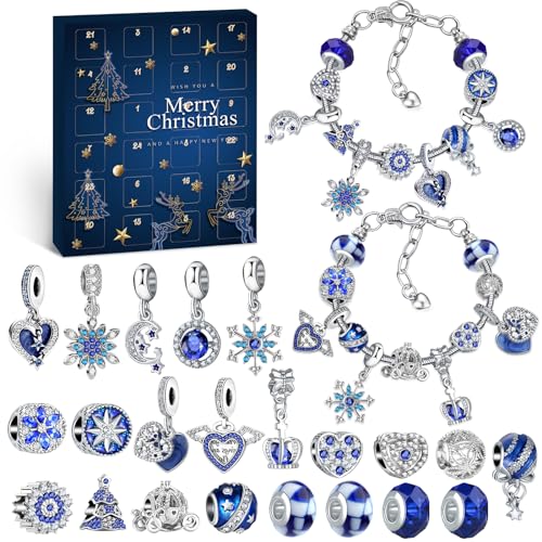 WEVOL Calendario Avvento Gioielli 2023 Bambina Donna, Calendario Avvento Bracciale Bambini Kinder Fai da Te, Calendario Dell Avvento Braccialetti Regalini Sorprese Regalo di Natale per Ragazza Donna