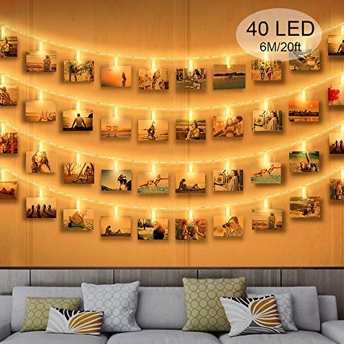 Zorara Luci Led per Clip Foto, 6M 40 LED Foto Stringa Illuminazione,...