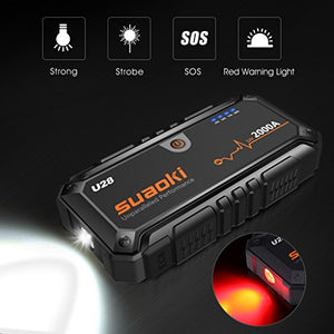 Suaoki U28 2000A Picco Avviatore di Emergenza Auto, con USB, Torcia a LED - Ilgrandebazar