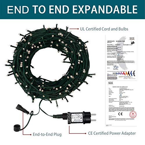 SWANEW Catena luminosa LED 30m 300 LED Decorazione Natalizia – 8 Modalità di Illuminazione per Decorazione Giardino Bianco Caldo